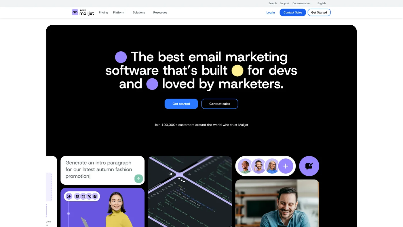 Mailjet homepage screenshot