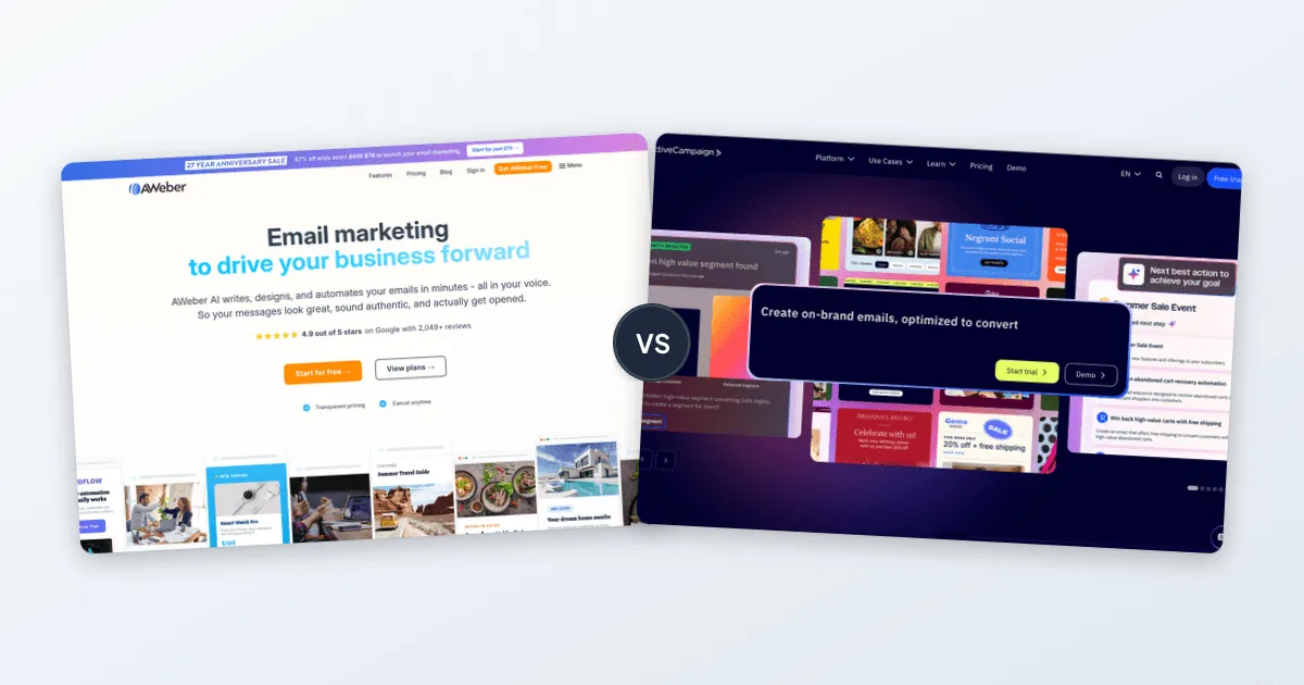 AWeber vs ActiveCampaign comparison