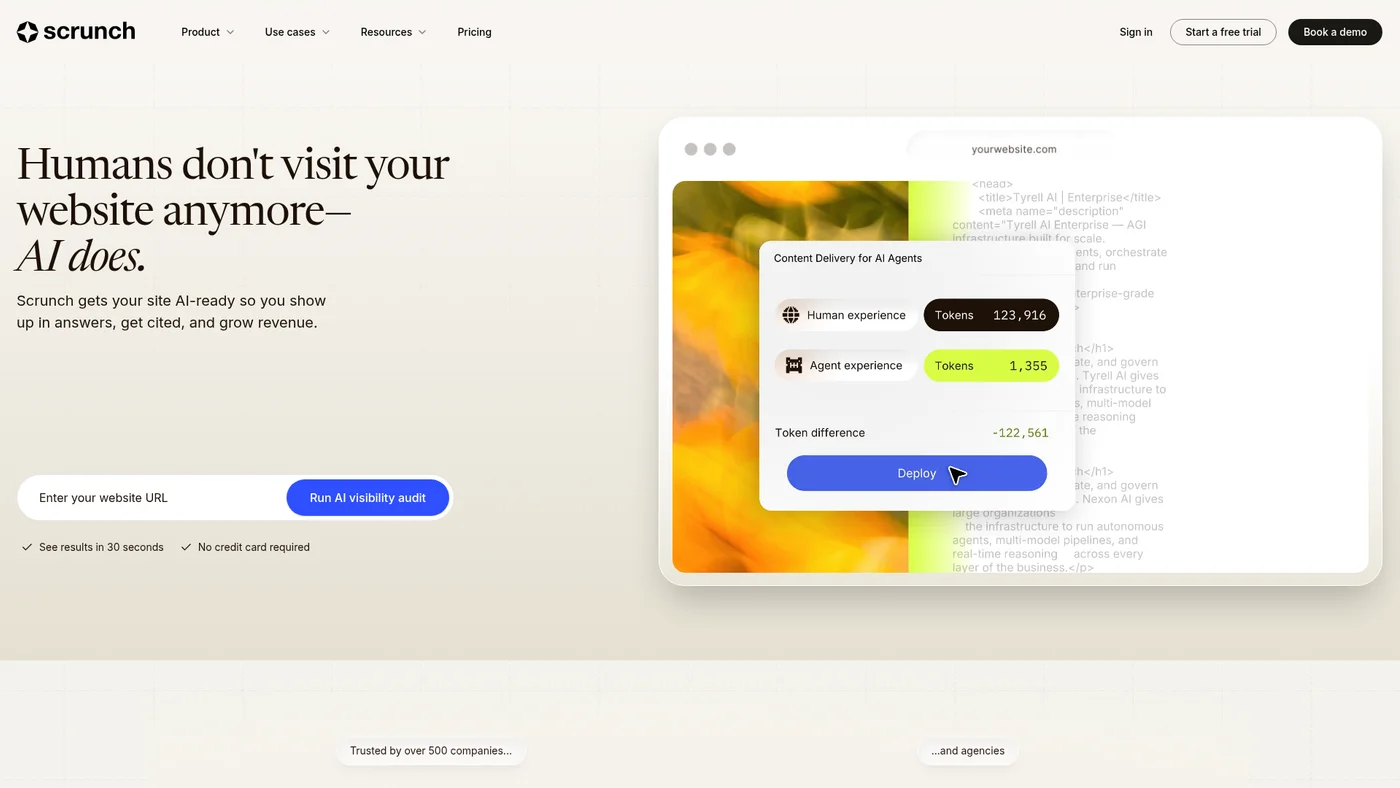 Scrunch AI homepage screenshot