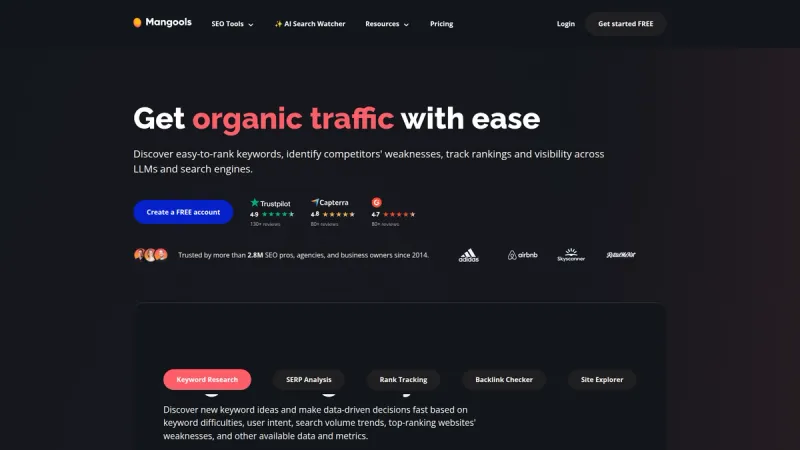 Mangools interface