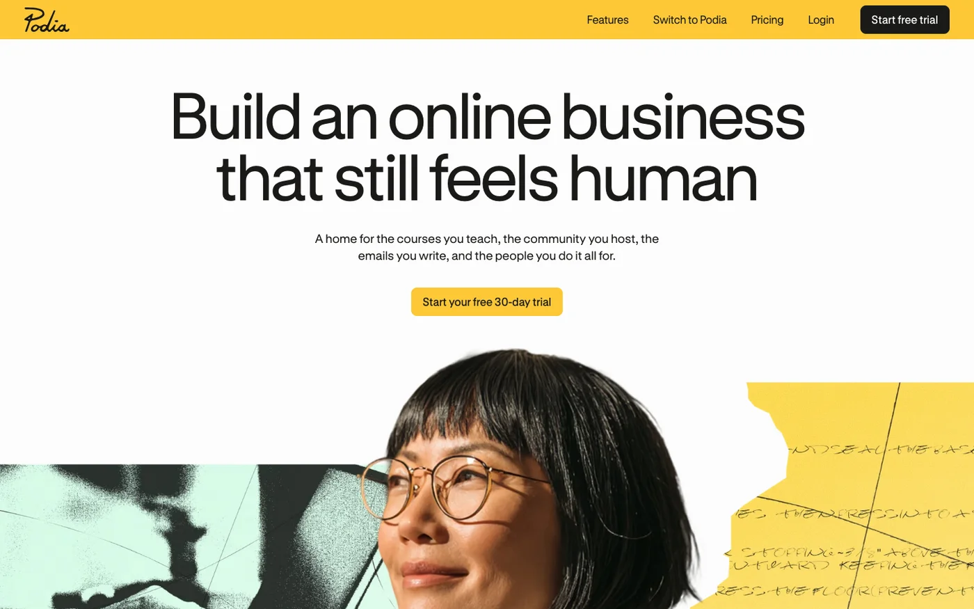 Podia homepage screenshot