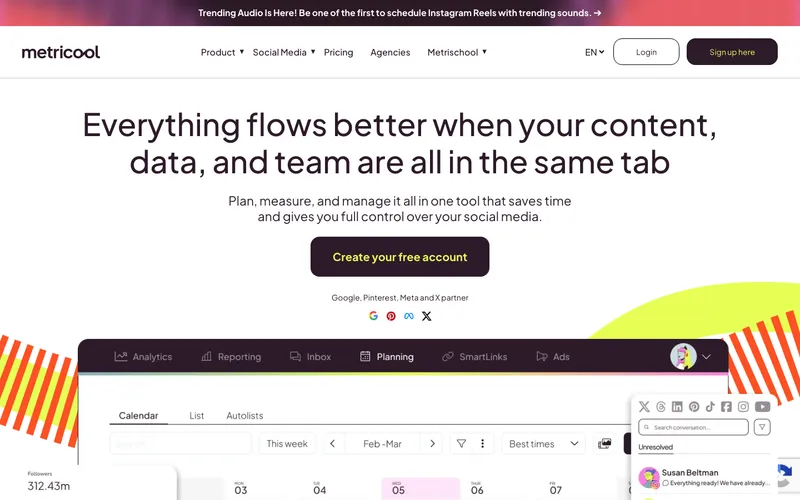 Metricool interface