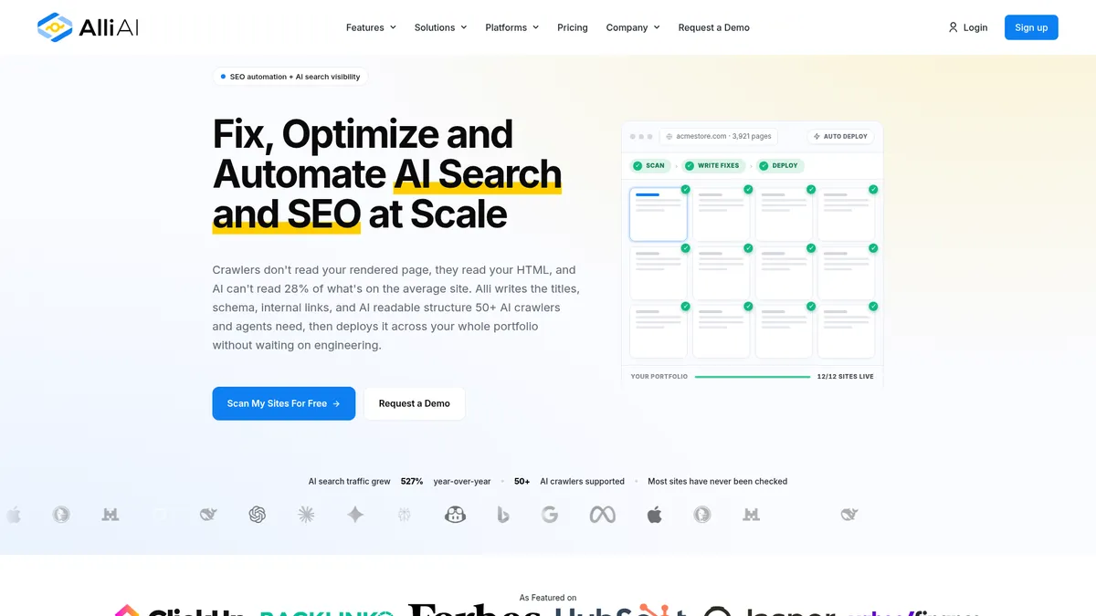Alli AI homepage screenshot