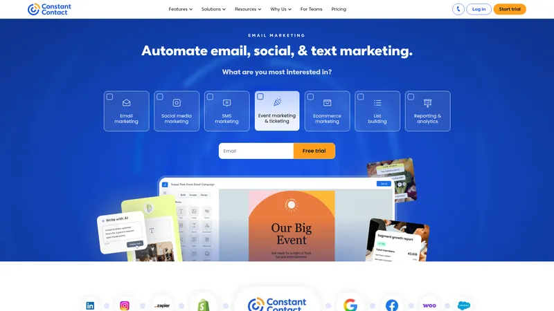 Constant Contact interface