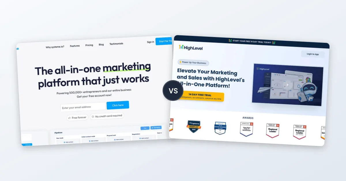 Systeme.io vs GoHighLevel comparison
