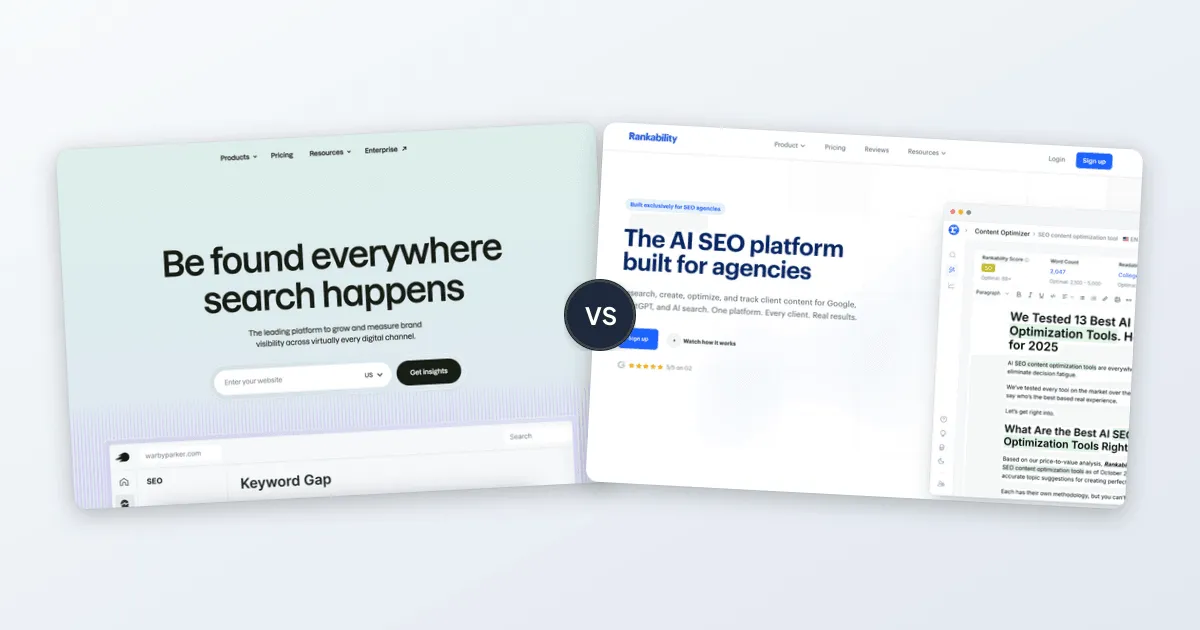 Semrush vs Rankability comparison