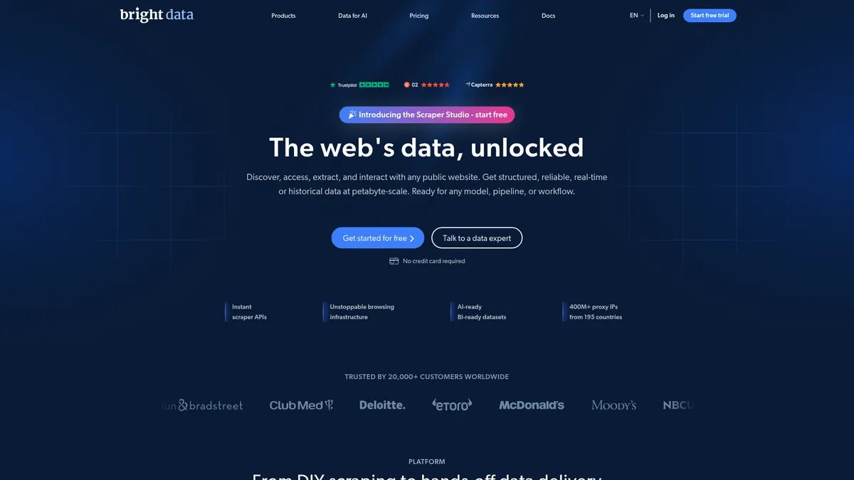 Bright Data homepage screenshot