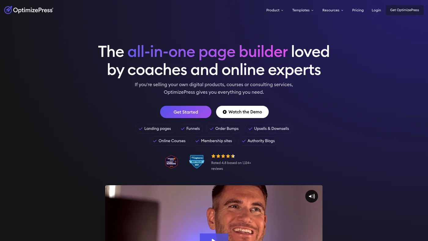 OptimizePress homepage screenshot