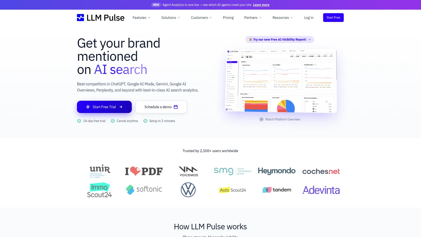 LLM Pulse homepage screenshot