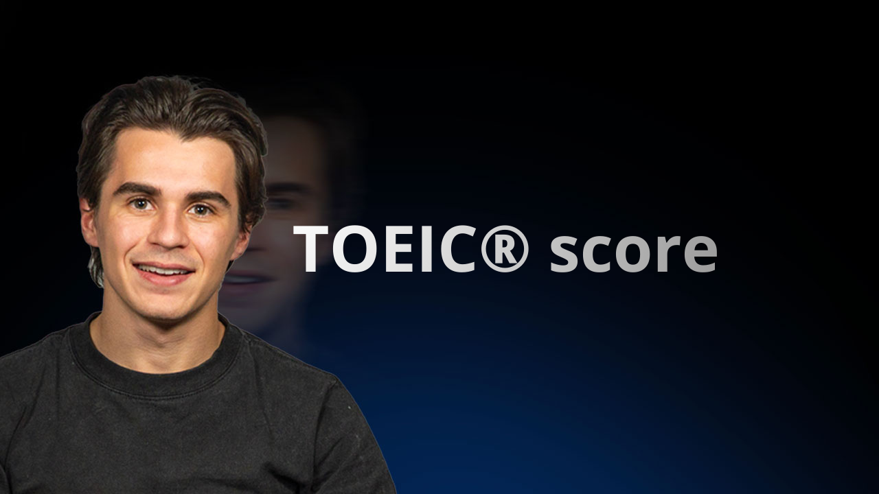 Student analyzing TOEIC score report with level equivalences and CEFR correspondence for exam preparation