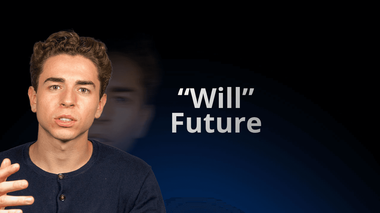 flowexam.com Nauczyciel tłumaczy w języku angielskim czas przyszły z użyciem 'will' wraz z przykładami do przygotowania do TOEIC®