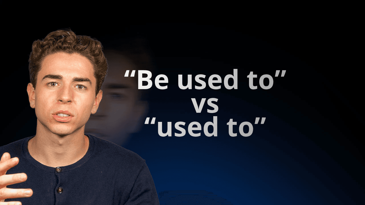 Nauczyciel flowexam.com wyjaśniający po angielsku be used to doing kontra used to do z przykładami na tablicy dla przygotowujących się do TOEIC®
