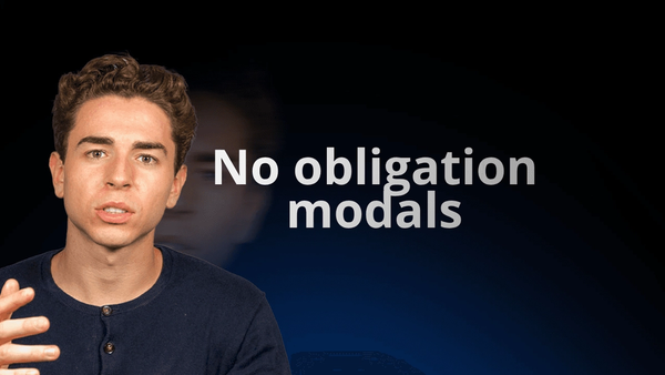 flowexam.com teacher explaining in English modal verbs expressing no obligation with examples for TOEIC® preparation