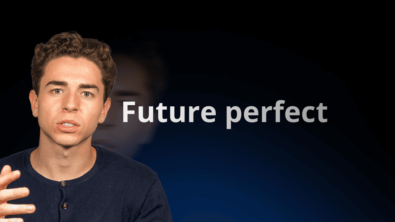 Nauczyciel flowexam.com wyjaśniający w języku angielskim czas Future Perfect wraz z przykładami dla przygotowania do TOEIC®