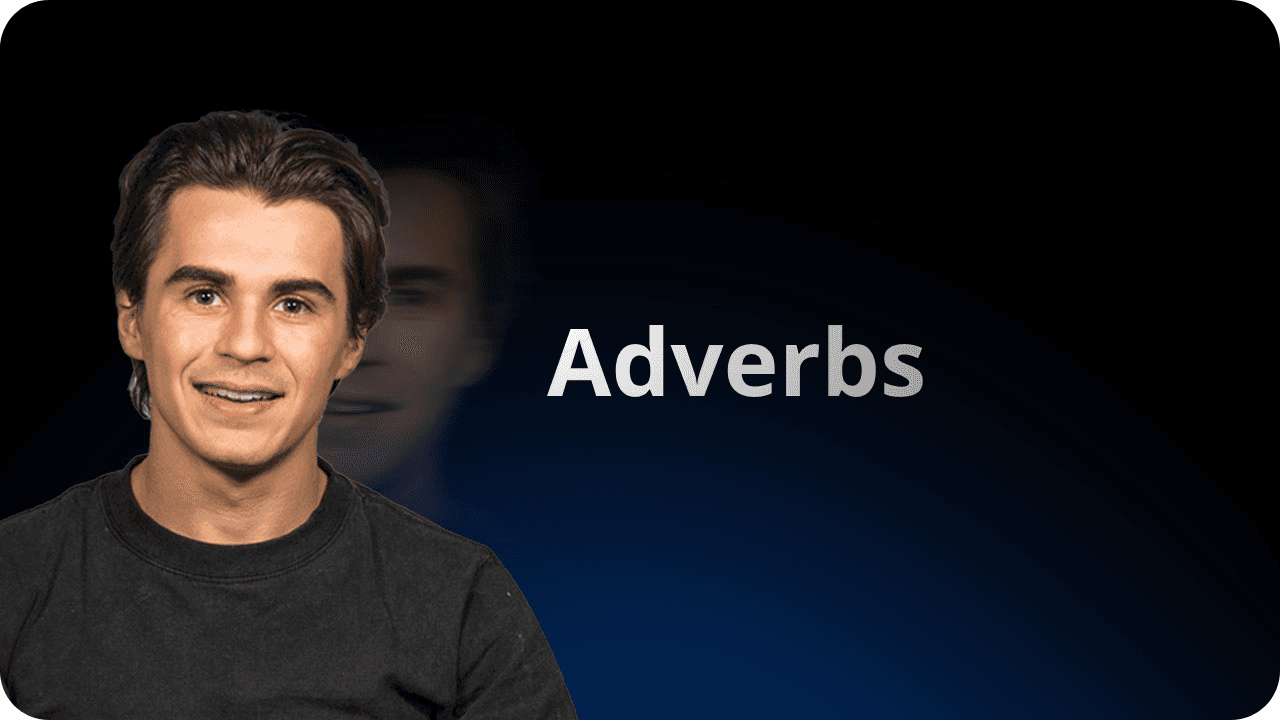 معلم من flowexam.com يشرح الظروف باللغة الإنجليزية مع أمثلة على السبورة للتحضير لاختبار TOEIC®