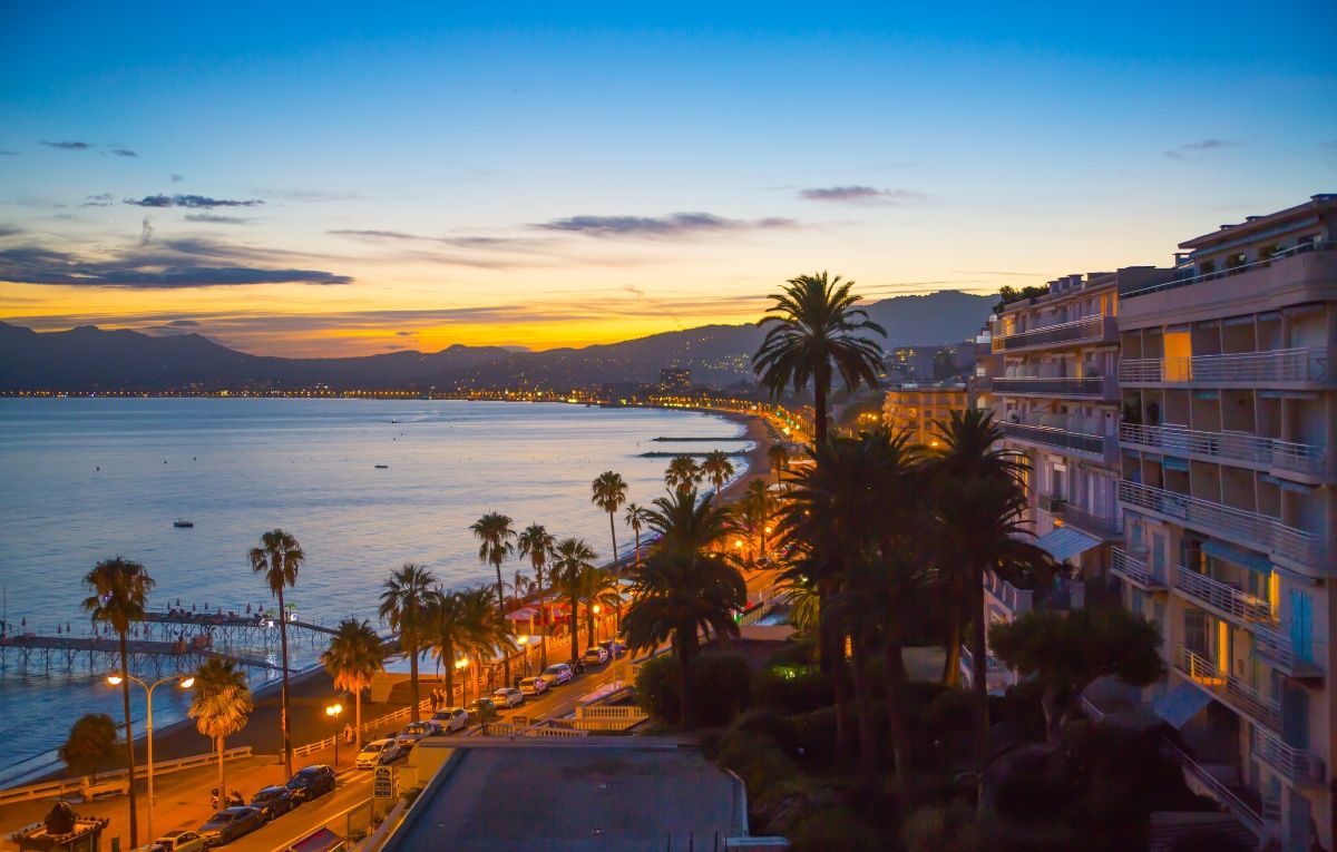 Cannes park at sunset. France