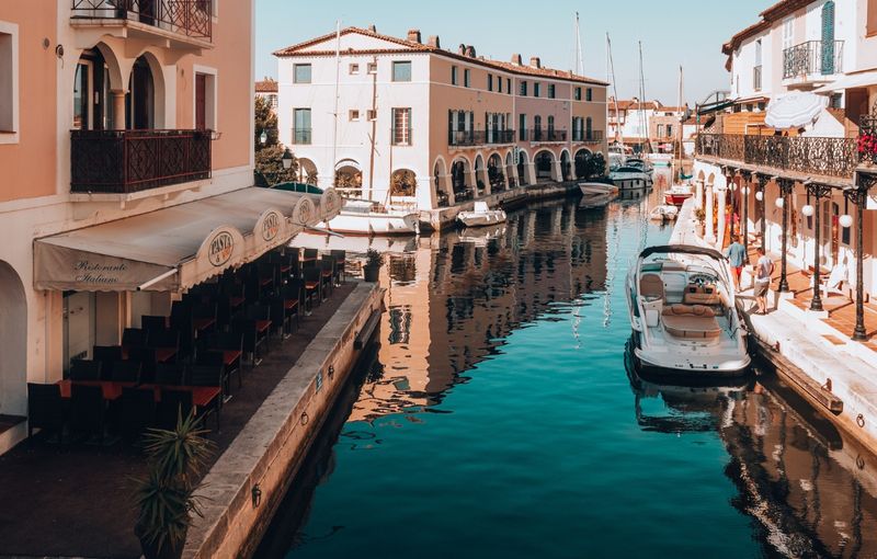 Motorboats Docked In The Marina of Port Grimaud