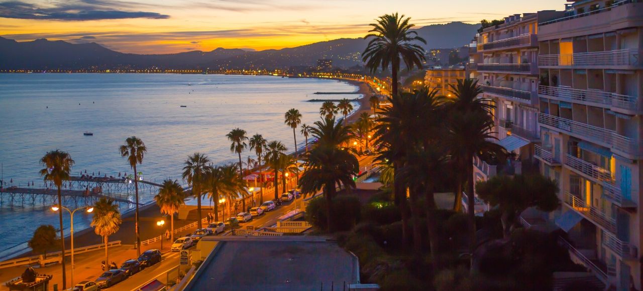 Cannes park at sunset. France