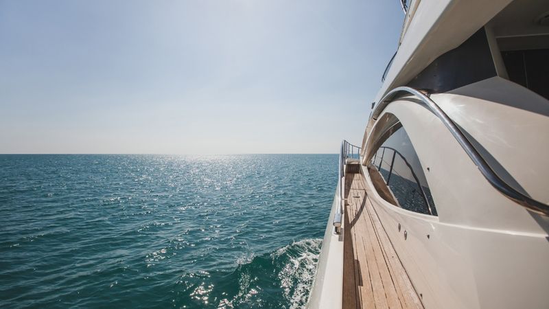 luxurious yacht motorboat in the sea
