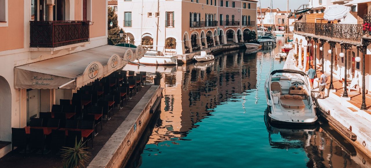 Motorboats Docked In The Marina of Port Grimaud