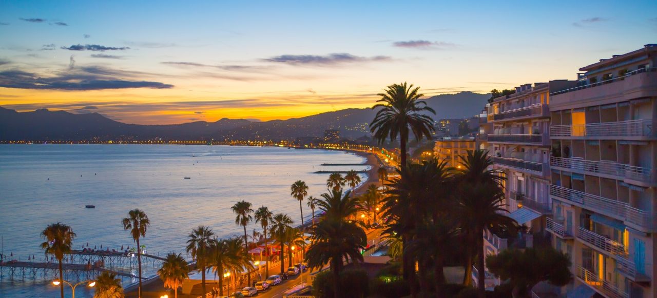 Cannes park at sunset. France