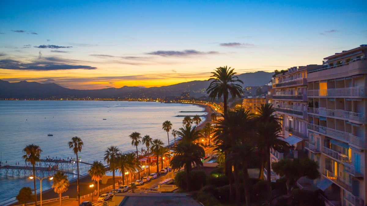 Cannes park at sunset. France