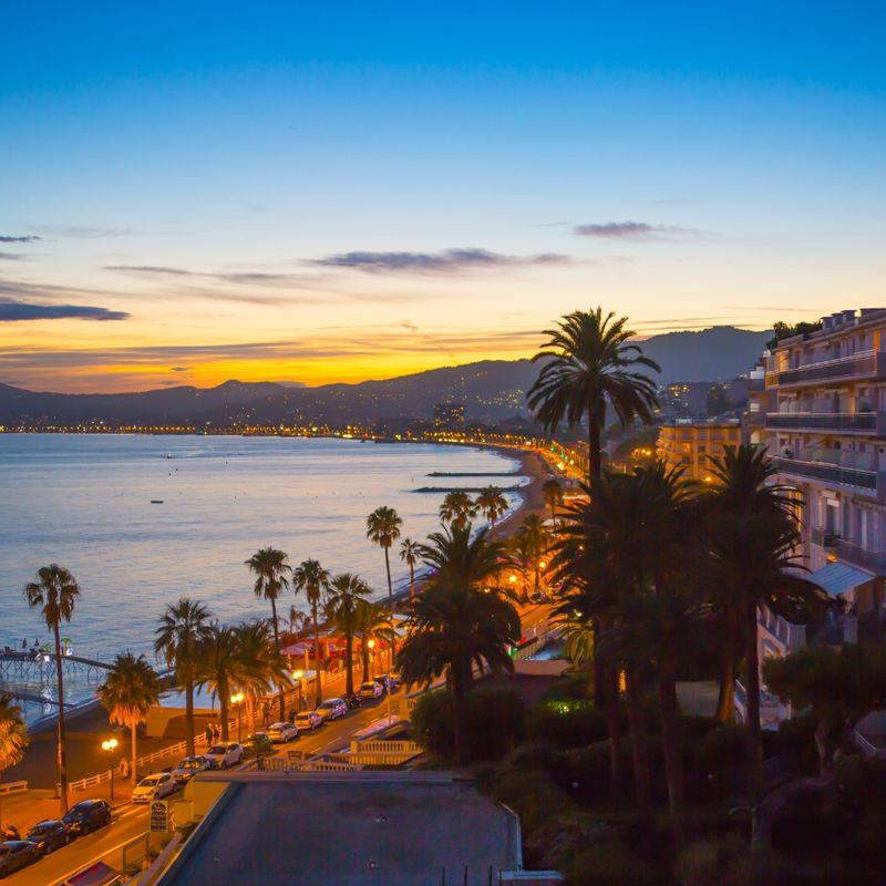 Cannes park at sunset. France