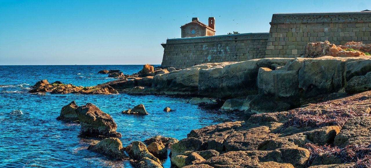 The old church on the island of Tabarca, in the Spanish Mediterranean, in front of Santa Pola, Alicante
