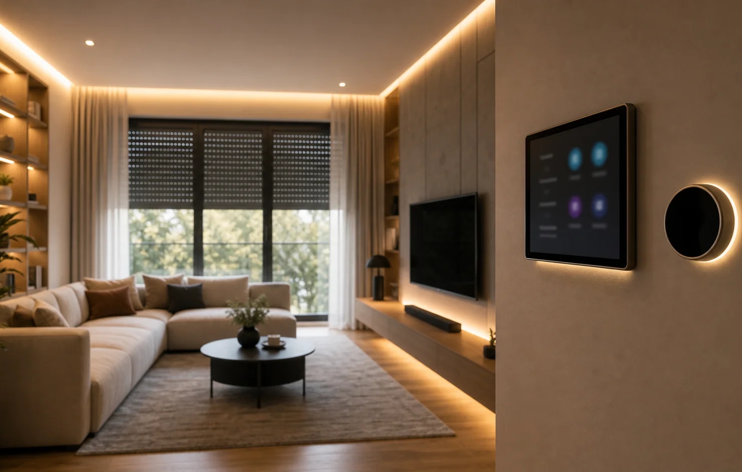 Moderni pametni stan s integriranim smart home sustavom - centralno upravljanje rasvjetom, roletama i grijanjem