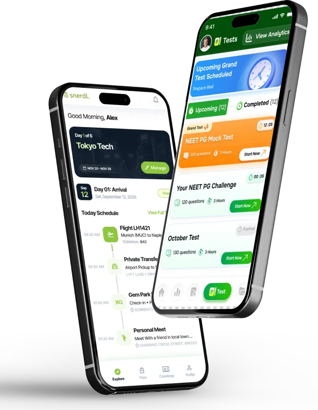 Mobile app interfaces built by Pyramidions shown on two smartphones