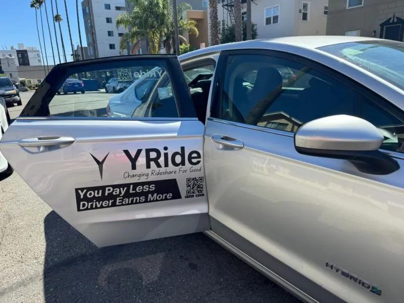 YRide rideshare car — a ride-hailing app built by Pyramidions