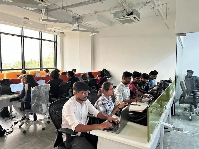 Pyramidions app development team at work in the Chennai office