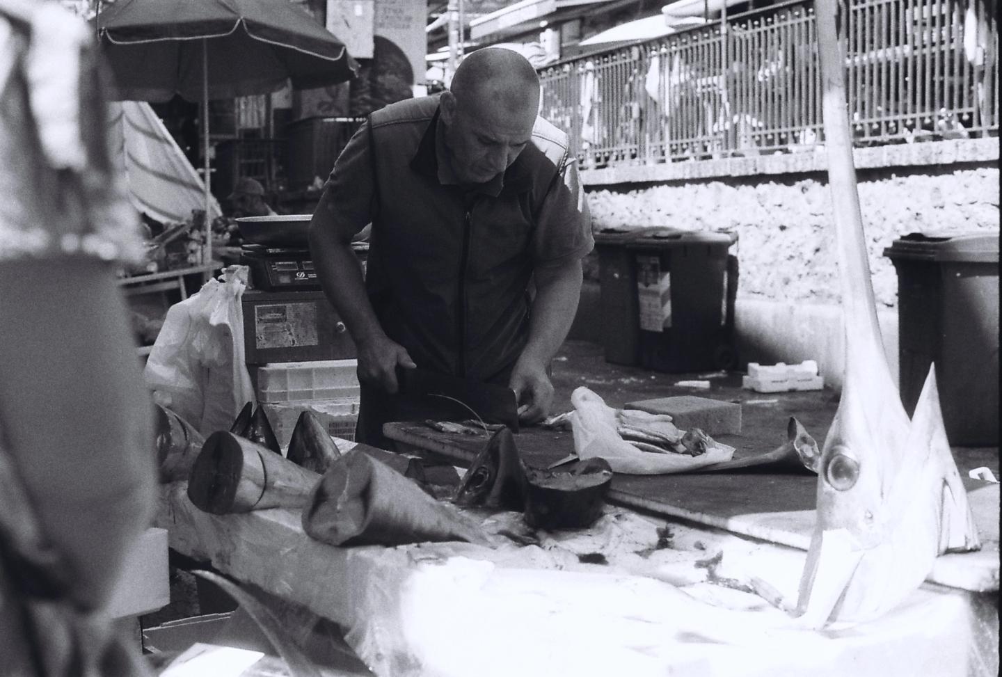 A market fishmonger in Catania