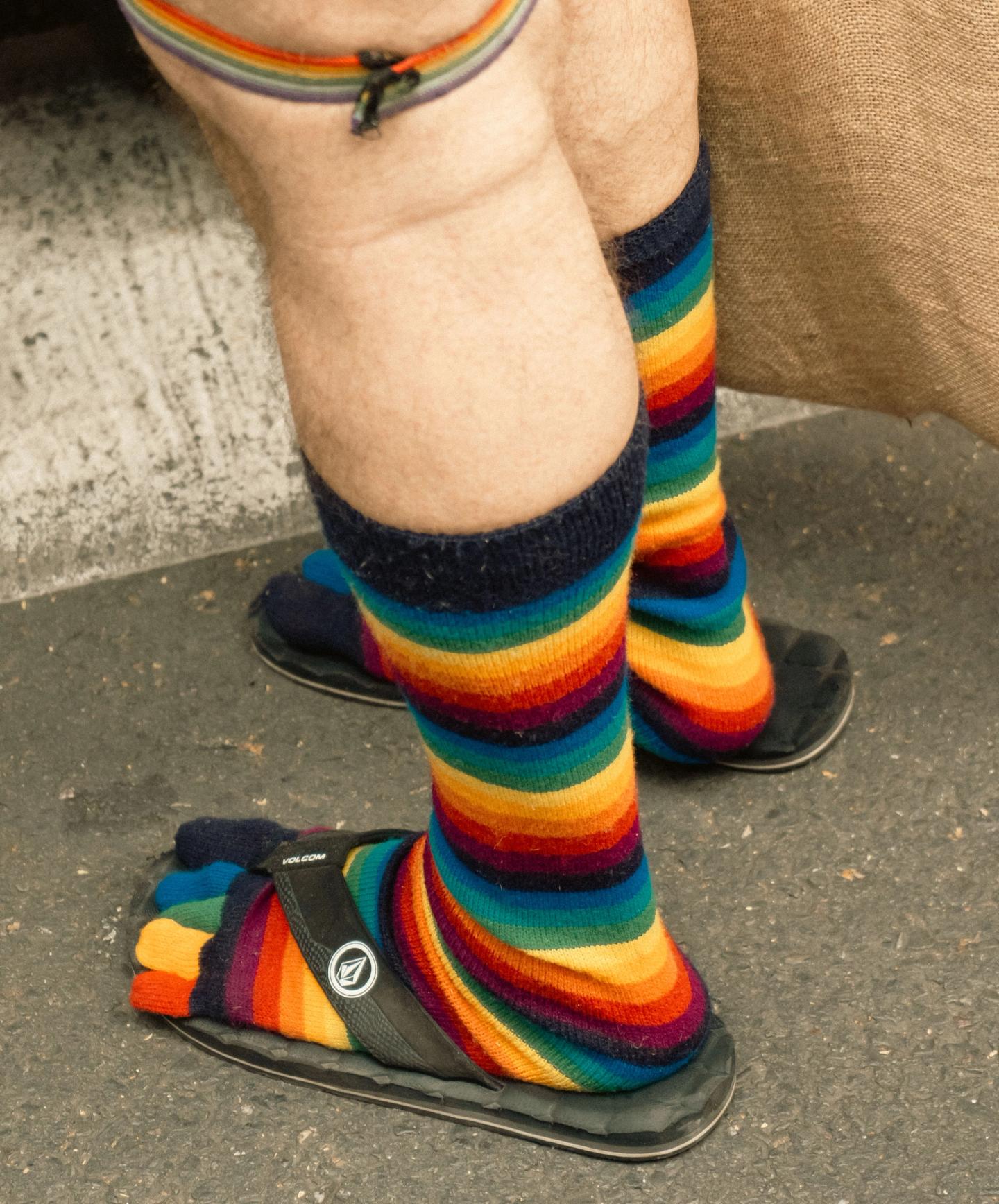 rainbow socks at Pride