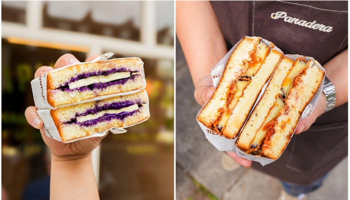 Panko Aubergine Sando and Ube Toast