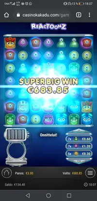 Kakadu Casino Reactoonz player big win
