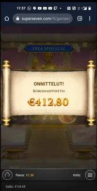 SuperSeven Casino Rise of athena player big win Player lands impressive 275.2x win on the Unknown game Rise of athena . A small 1.5€ bet paid out a total of 412.8€ at SuperSeven Casino.