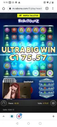 Rabona Reactoonz player big win