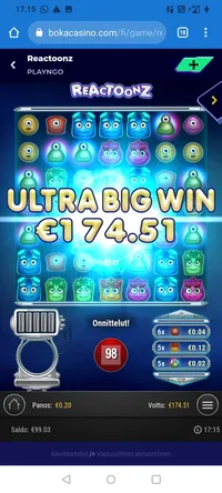 Boka Casino Reactoonz iso voitto