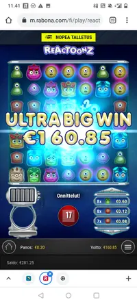 Rabona Reactoonz player big win