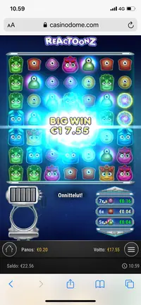 Casino Dome Reactoonz player big win