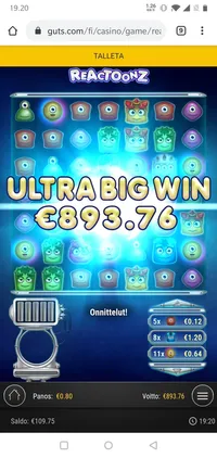 Guts Reactoonz player big win
