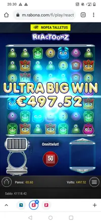 Rabona Reactoonz player big win