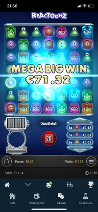 Nordicbet Reactoonz player big win