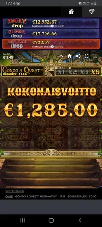 ComeOn Gonzo´s Quest player big win