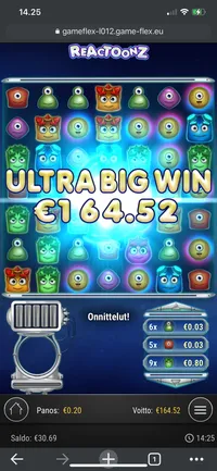 Olybet Reactoonz player big win