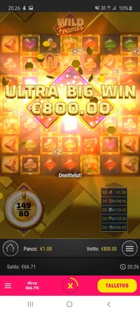 Play'N GO Wild Frames player big win