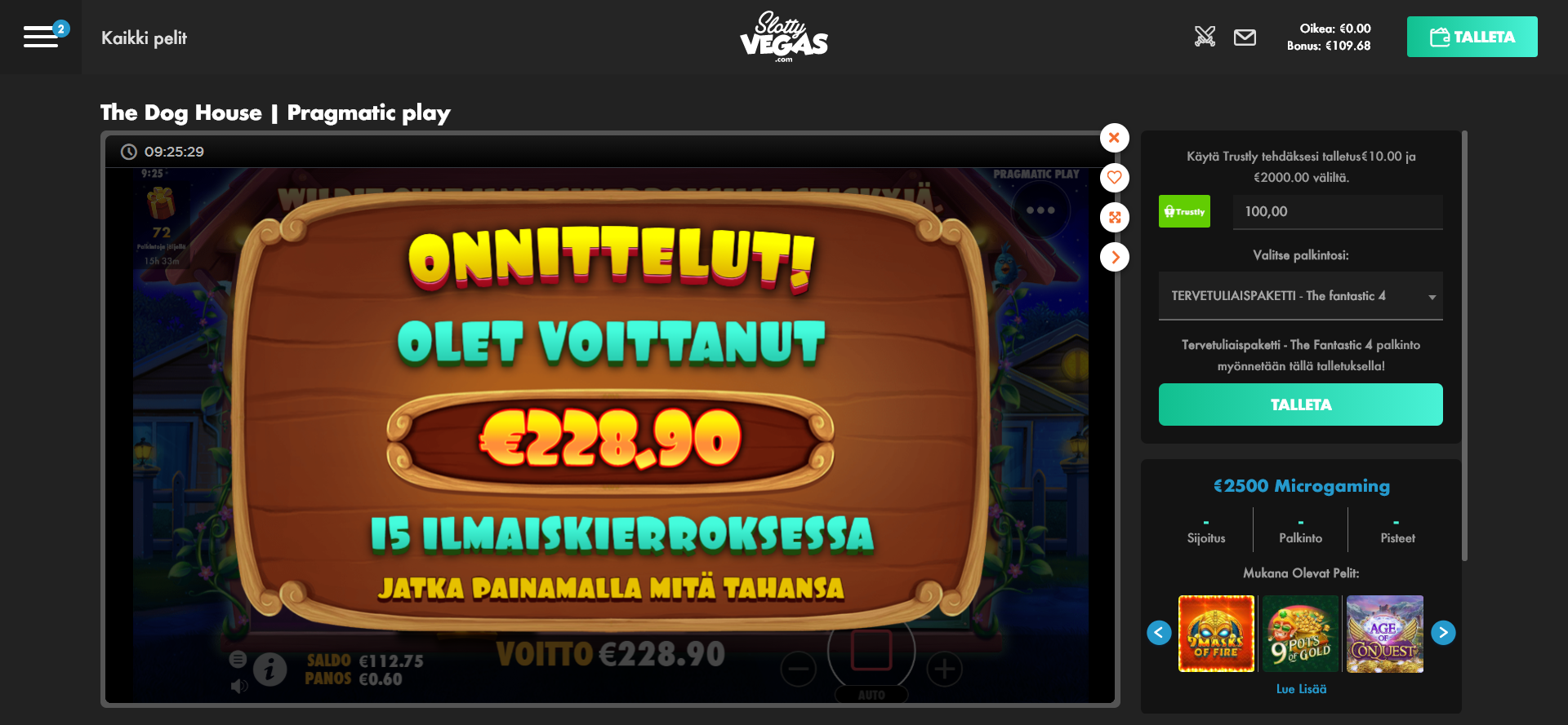 Slotty Vegas undefined iso voitto