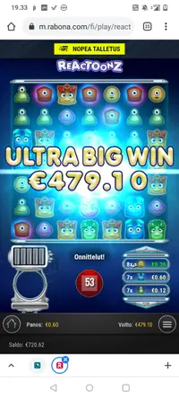 Rabona Reactoonz player big win