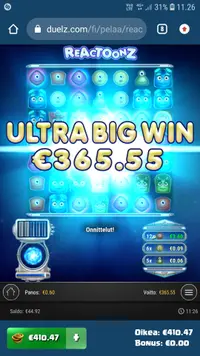 Duelz Reactoonz player big win